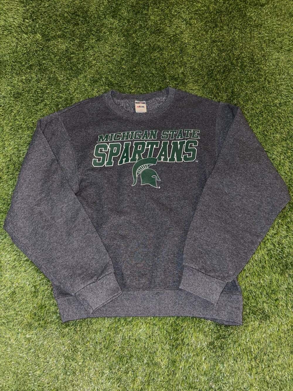 Jerzees Nublend Michigan State Spartans Gray Crewneck Sweatshirt